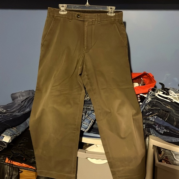 Hiltl Olive green PANTS Mens 32 SHORT LEGS German Design ZE600 chino Cotton Pant - Picture 11 of 16